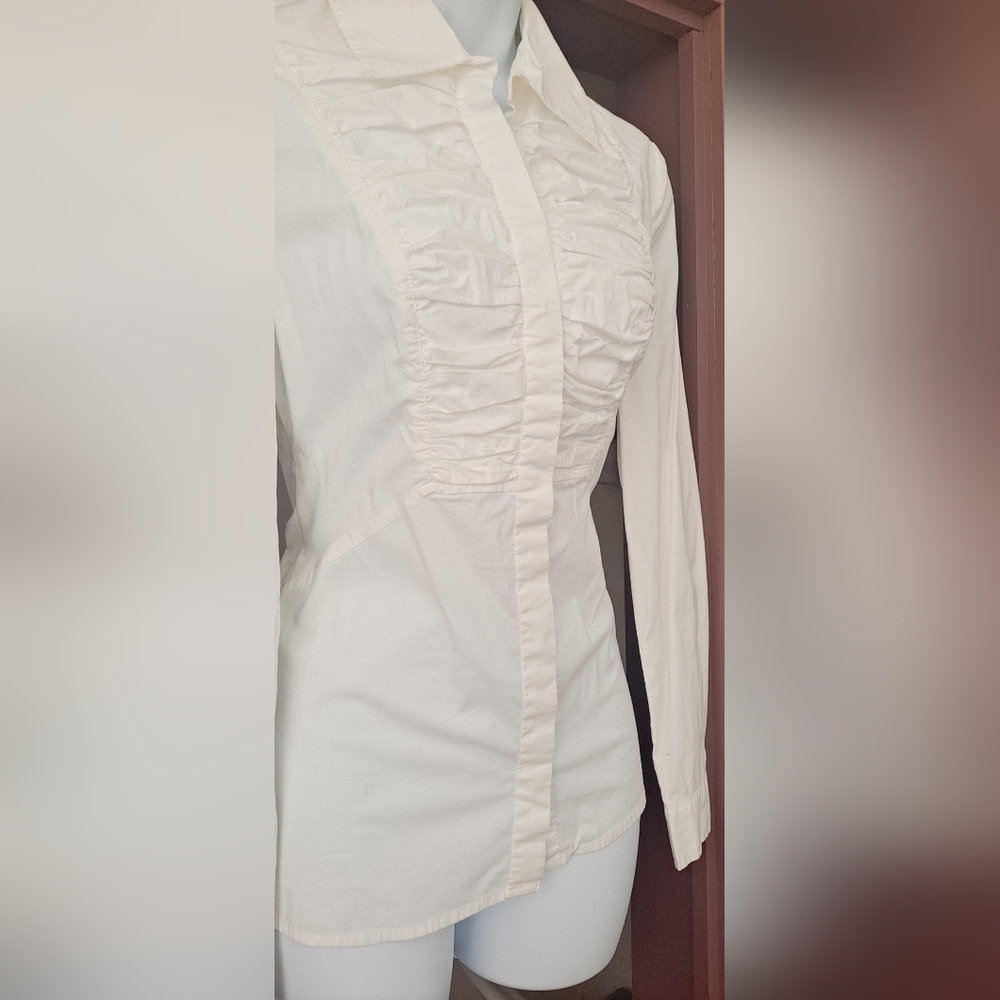 NWOT Brand New Moda International Victoria's Secret Tuxedo Top Ruffled Blouse - Picture 10 of 12